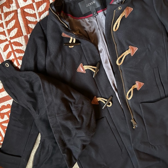 vintage J CREW boiled wool toggle coat with detachable hood - Picture 3 of 7